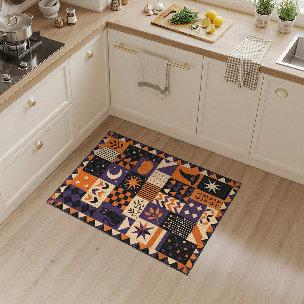 Geometric Modern Halloween Geometric Patchwork Area Rug