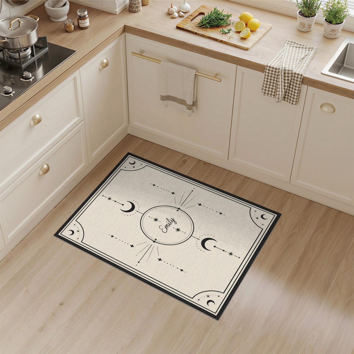 Black and White Celestial Moon Phase Area Rug