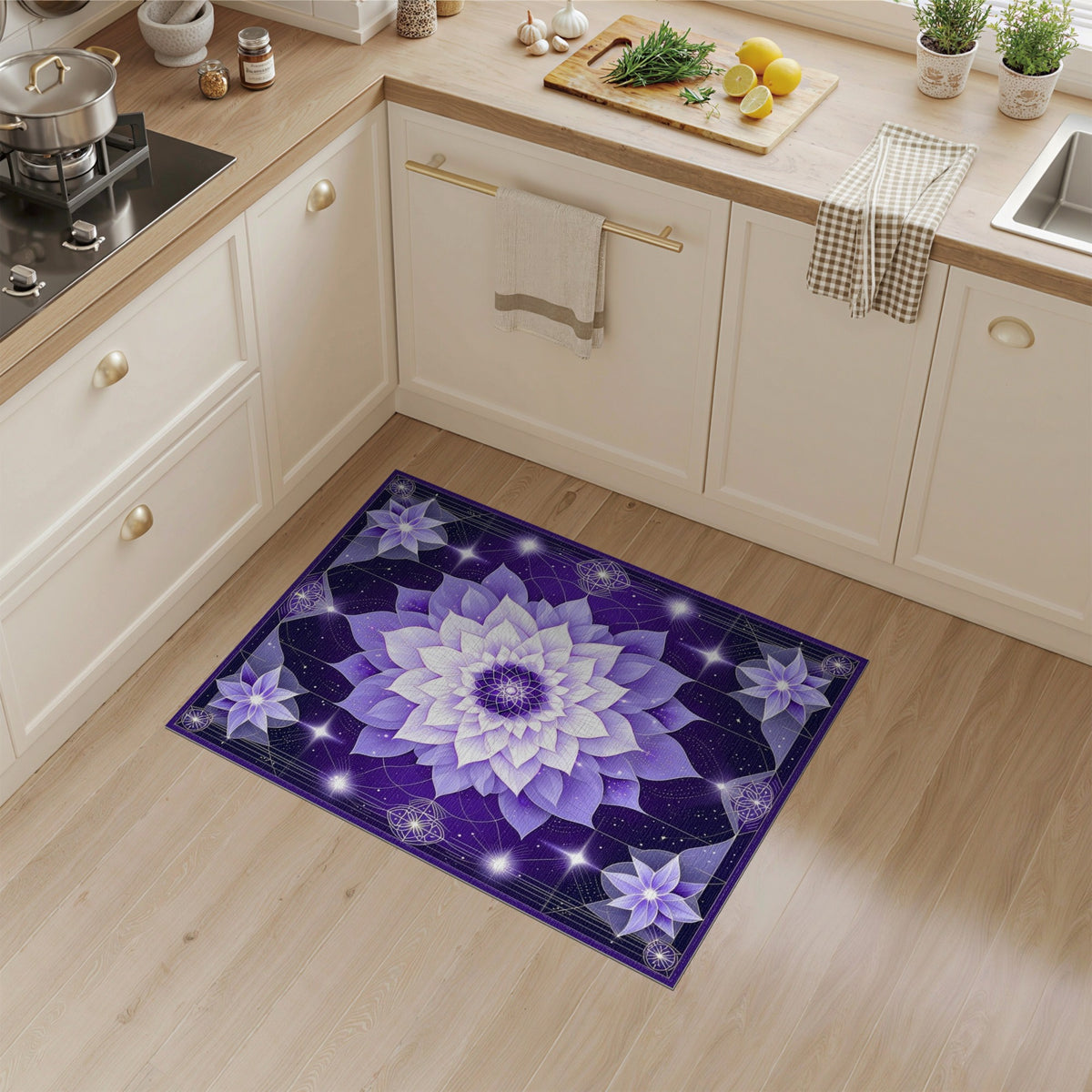 Purple Lotus Mandala Area Rug