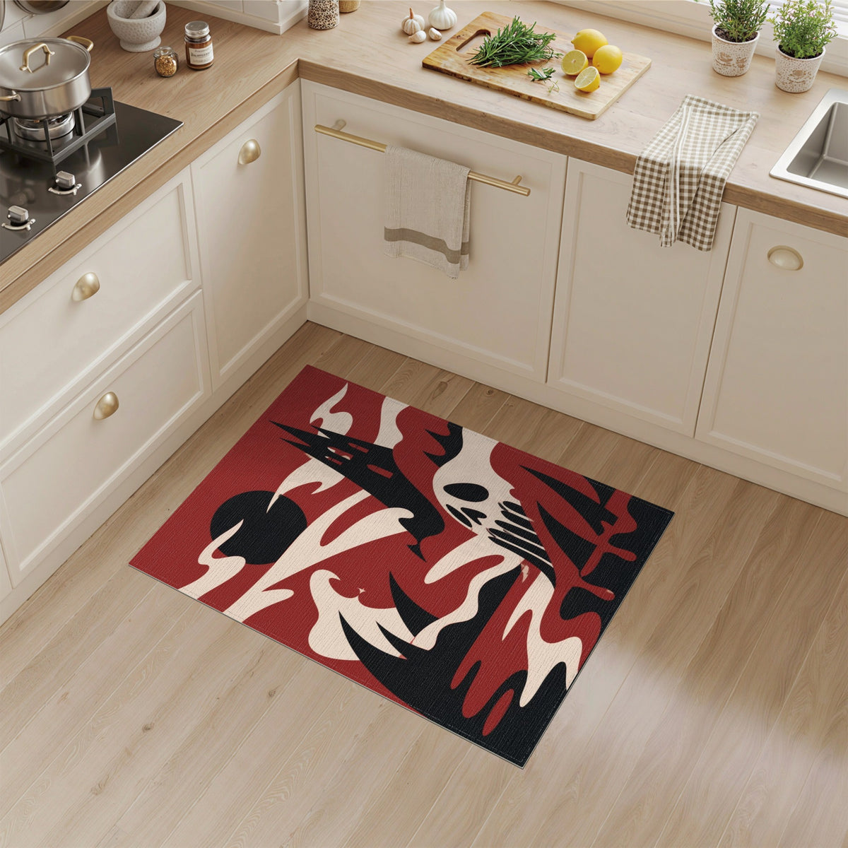 Gothic Red Skull Cathedral Area Rug
