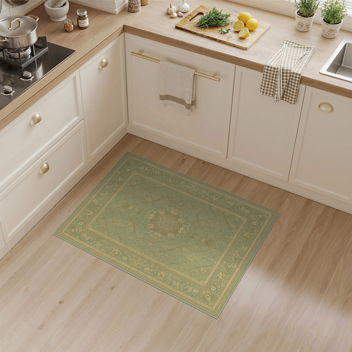 Sage Green Floral Vintage No. 41 Area Rug