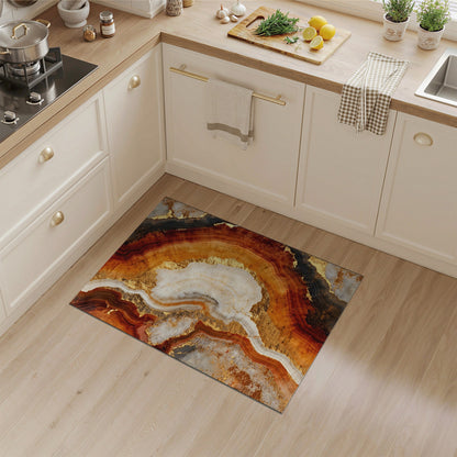 Brown and Gold Layered Marble Area Rug