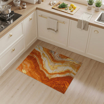 Orange Gold Marble Abstract Area Rug