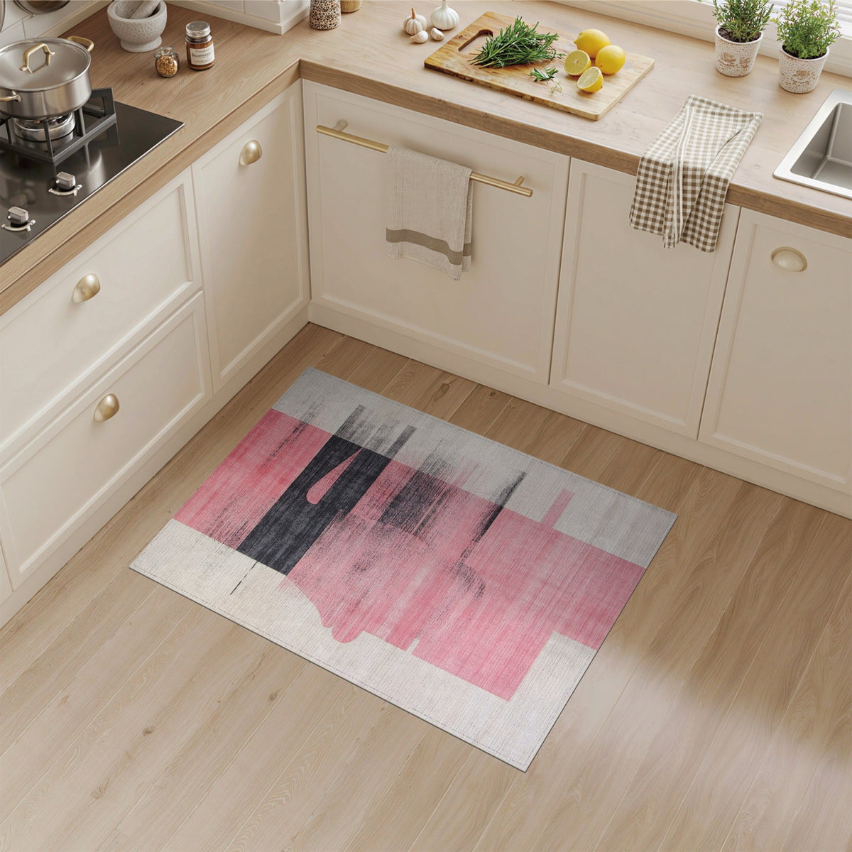 Pink Abstract Face Silhouette Rug
