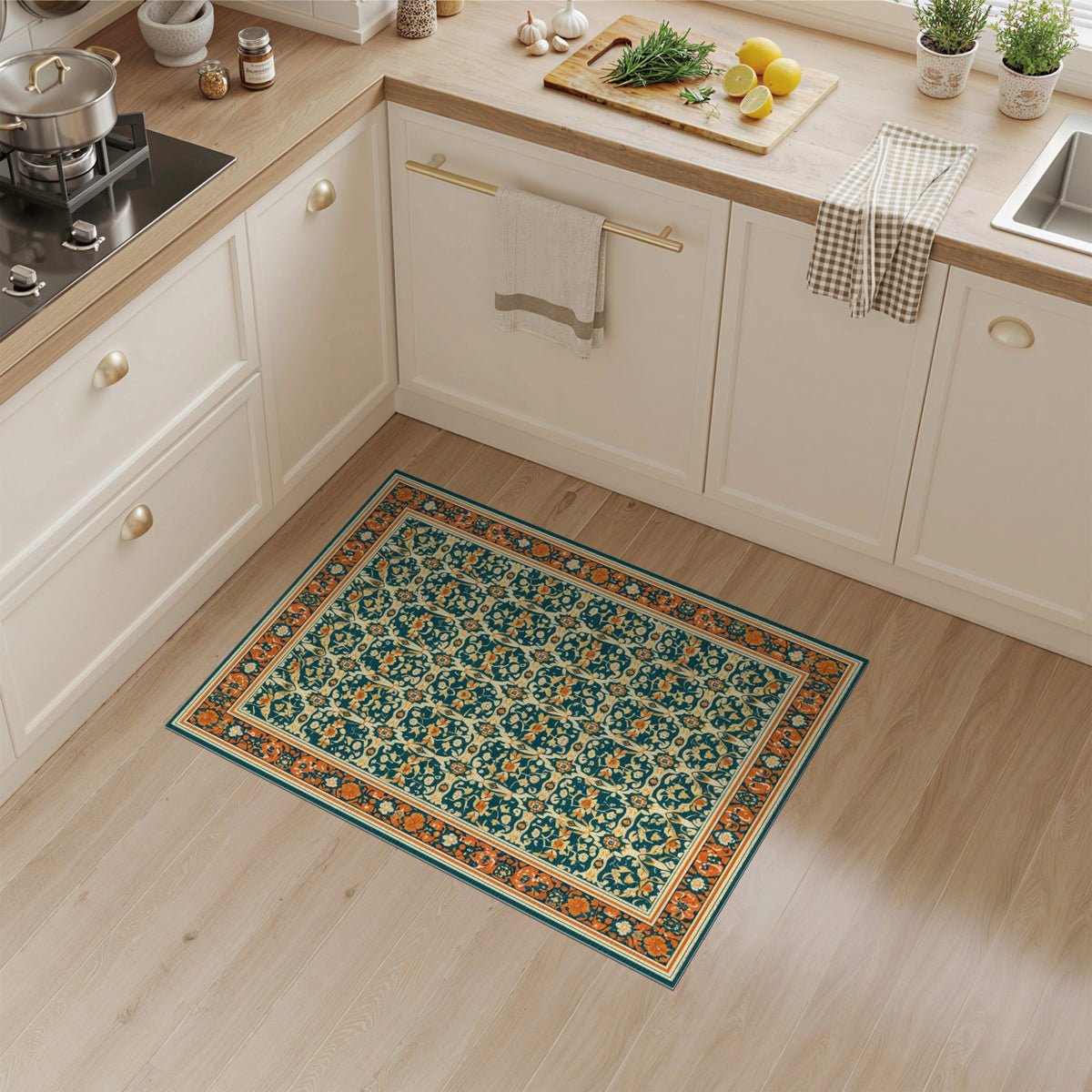 Blue Teal Floral Vintage No. 47 Area Rug