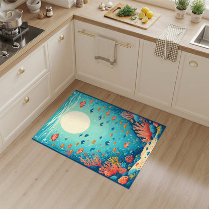 Ocean Coral Fish Washable Area Rug