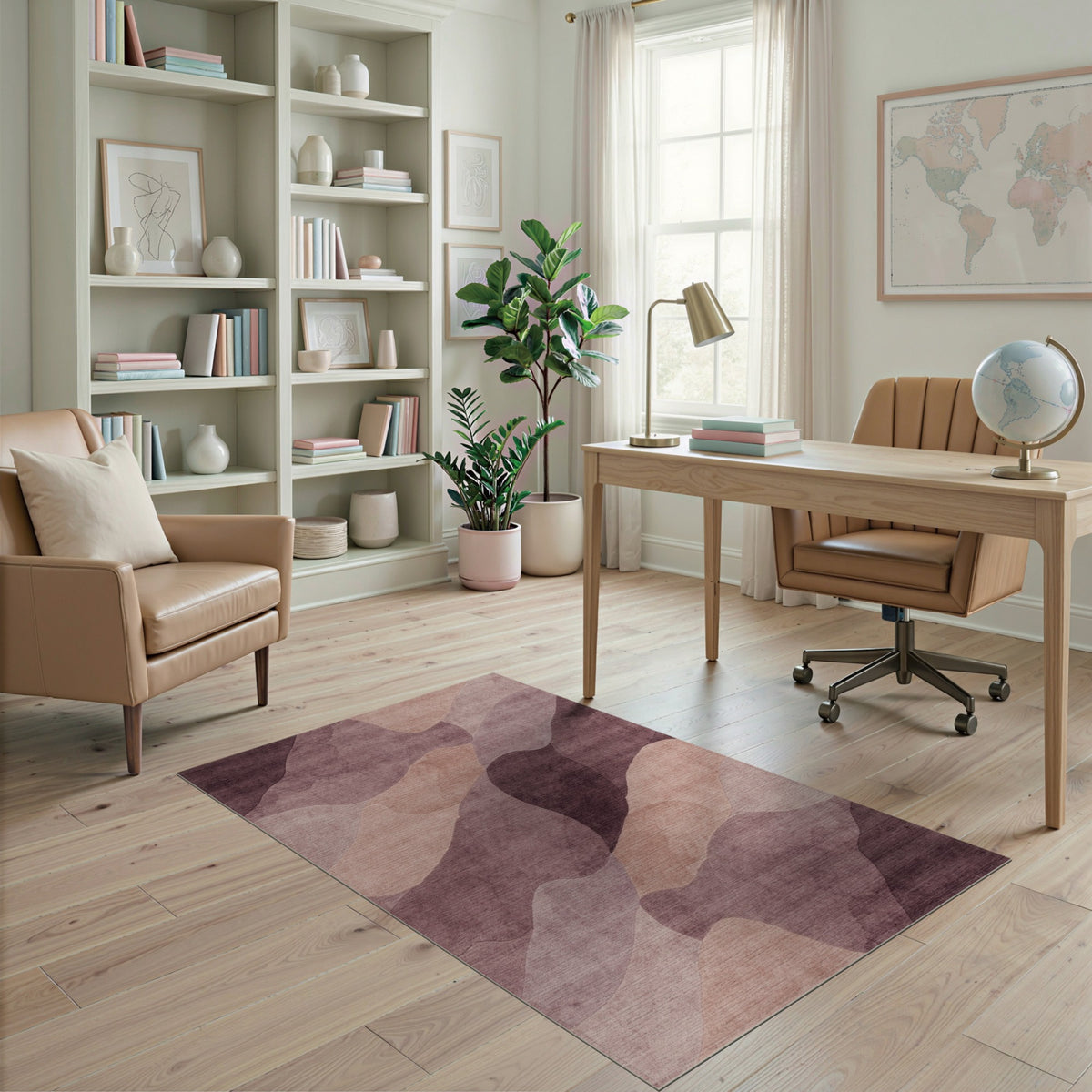 ODIKA Purple Abstract Wave Area Rug