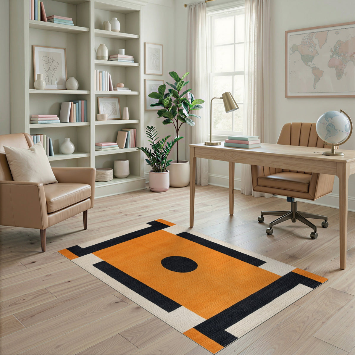Geometric Modern Bold Orange Geometric Circle Area Rug
