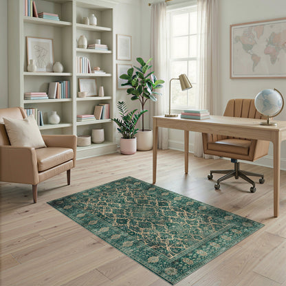Blue and Teal Traditional Persian Medallion Rug