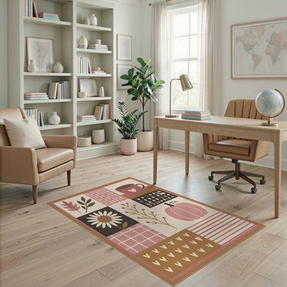 Pink Autumn Patchwork Area Rug