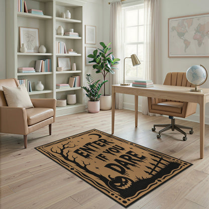 Brown and Tan Enter If You Dare Halloween Area Rug