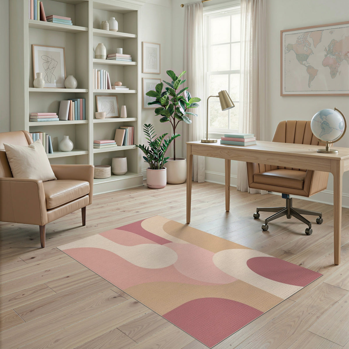 Pink Blush Pink Abstract Area Rug