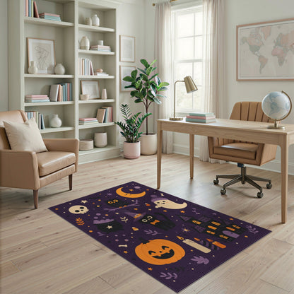 Cute Halloween Purple Kids Cartoon Area Rug