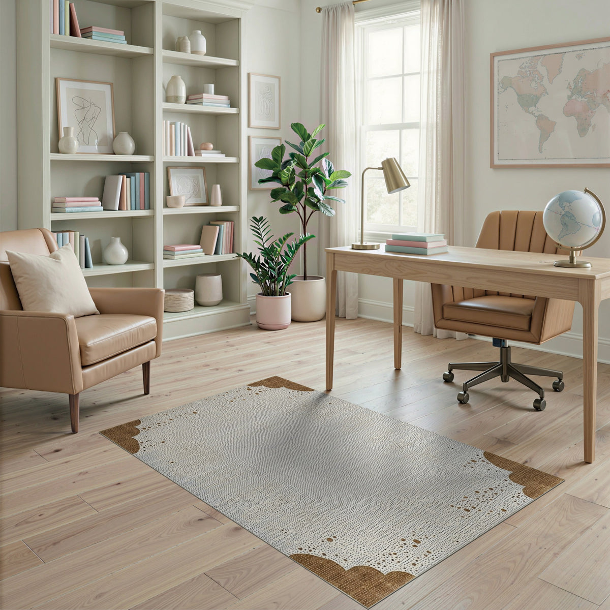 Brown Abstract Dot Area Rug