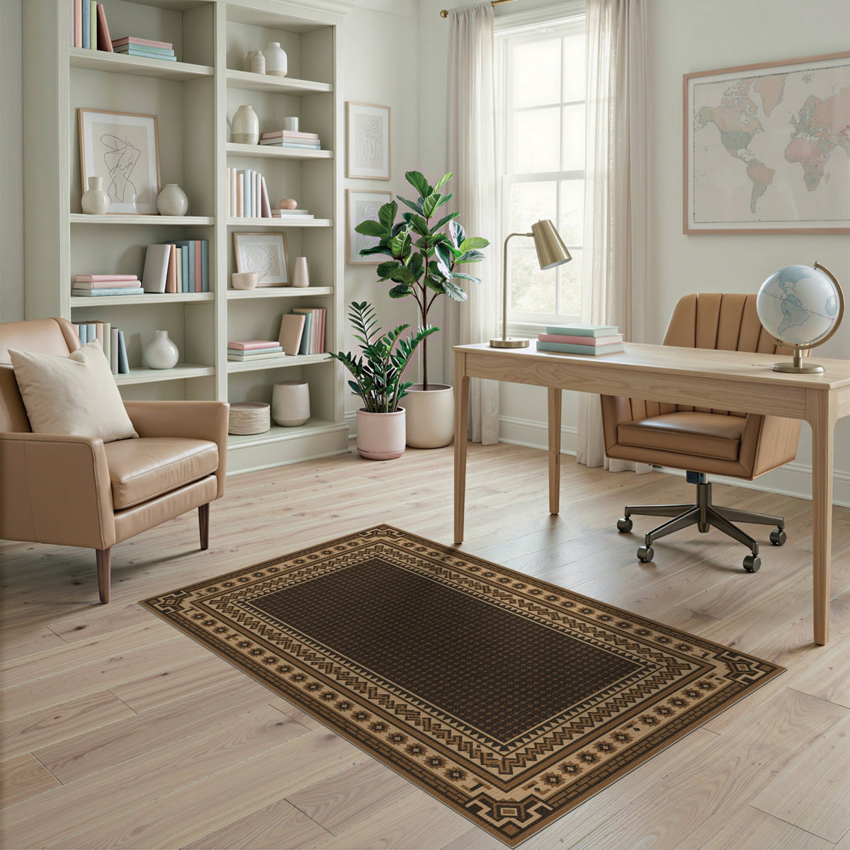 Southwestern Geometric Brown Tan Area Rug