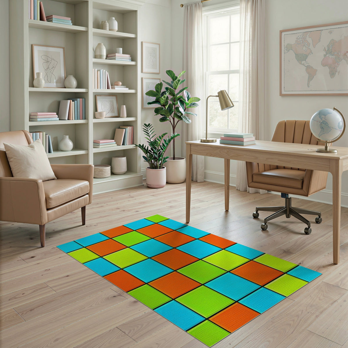 Multi-color and Patterns Vibrant Color Block Geometric Area Rug