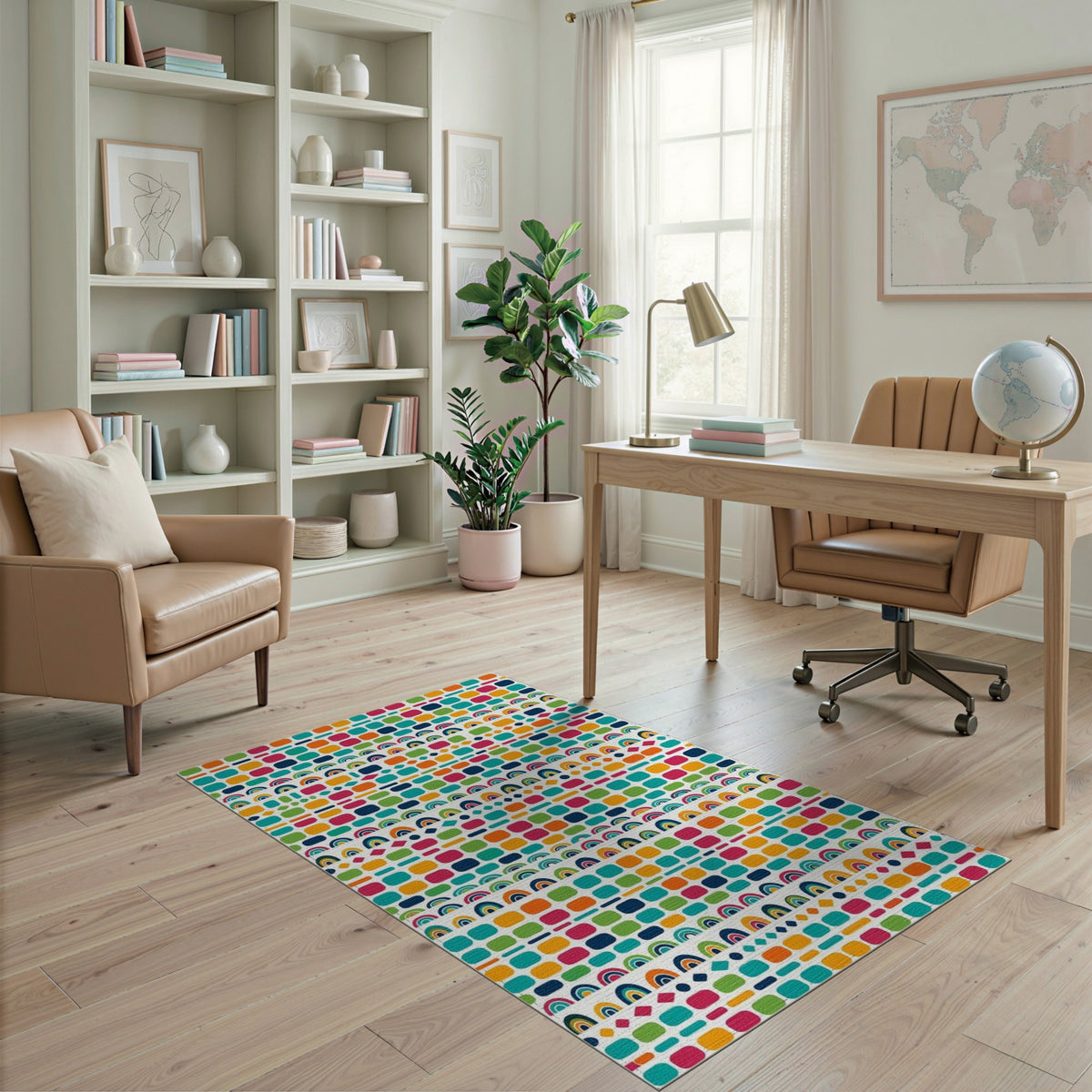 Vibrant Multi-Color Geometric Area Rug
