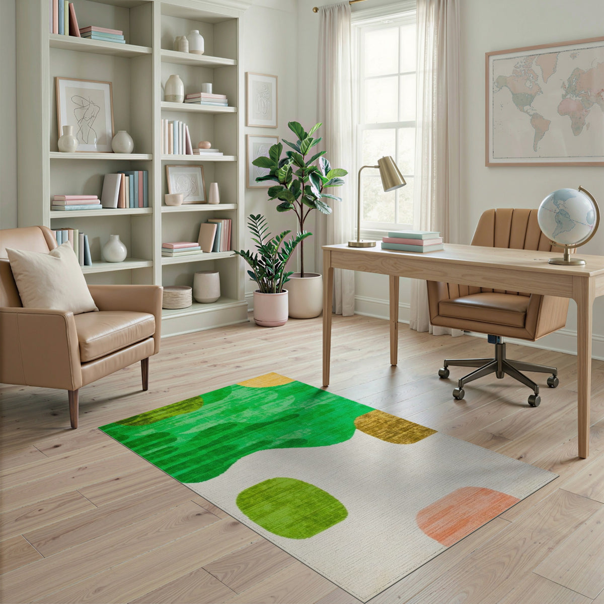 Green Abstract Wavy Area Rug