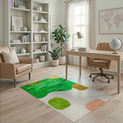 Green Abstract Wavy Area Rug