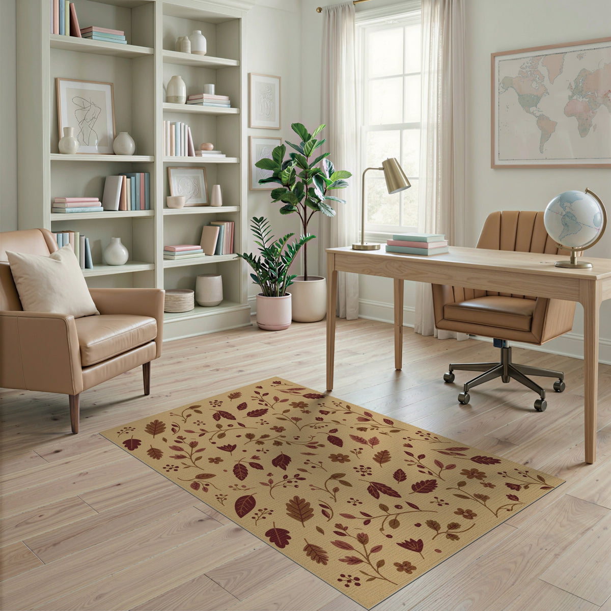 Vintage Brown Botanical Area Rug