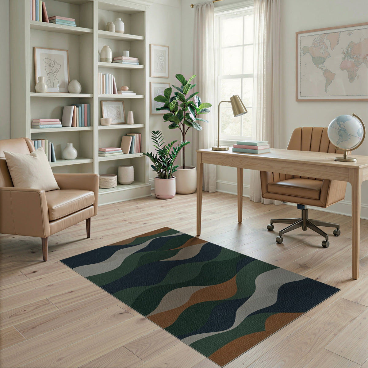 Abstract Wave Multi-Color and Patterns Area Rug