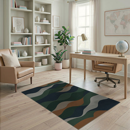 Abstract Wave Multi-Color and Patterns Area Rug