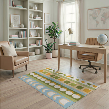 Multi-color and Patterns Vibrant Geometric Striped Multi-Color Area Rug