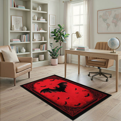 Red Bat Distressed Area Rug