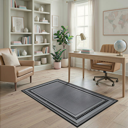 Border Black and White Black White Geometric Border Area Rug
