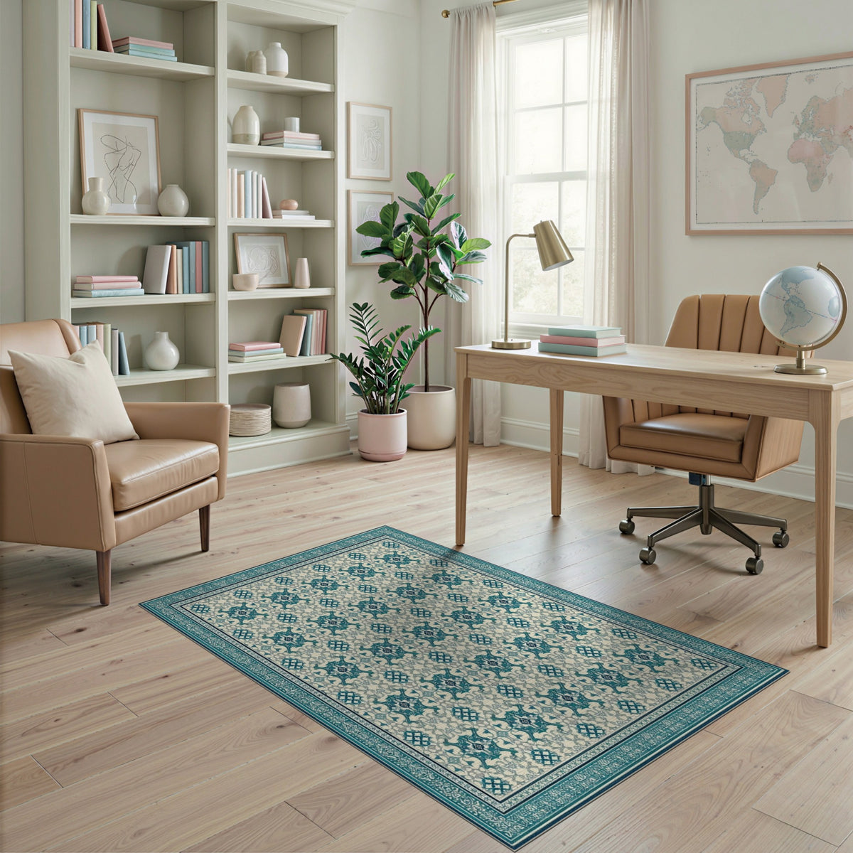 Blue Teal Persian Medallion No. 13 Area Rug