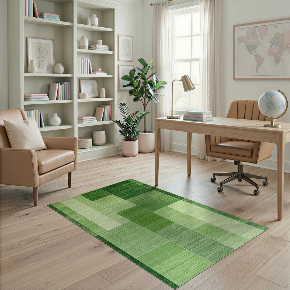 Geometric Modern Lush Green Geometric Block Area Rug