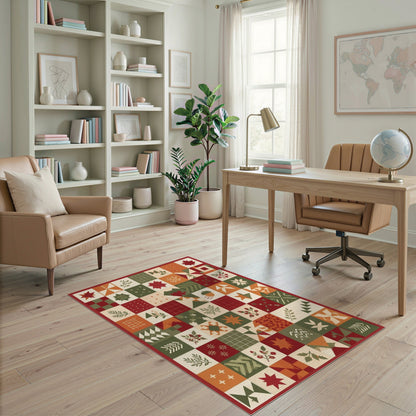 Autumn Patchwork Washable Area Rug