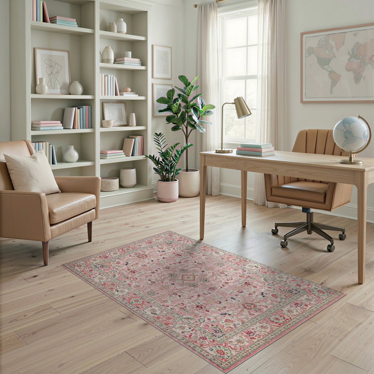 Blush Pink Floral Vintage No. 100 Area Rug