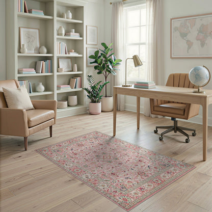 Blush Pink Floral Vintage No. 100 Area Rug