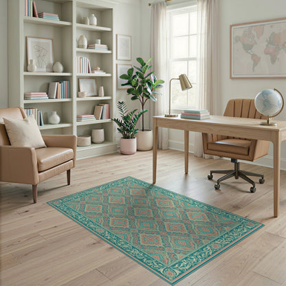 Teal Persian Medallion No. 27 Area Rug