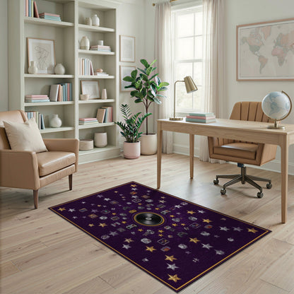 Retro Pixel Gaming Vinyl Purple Area Rug