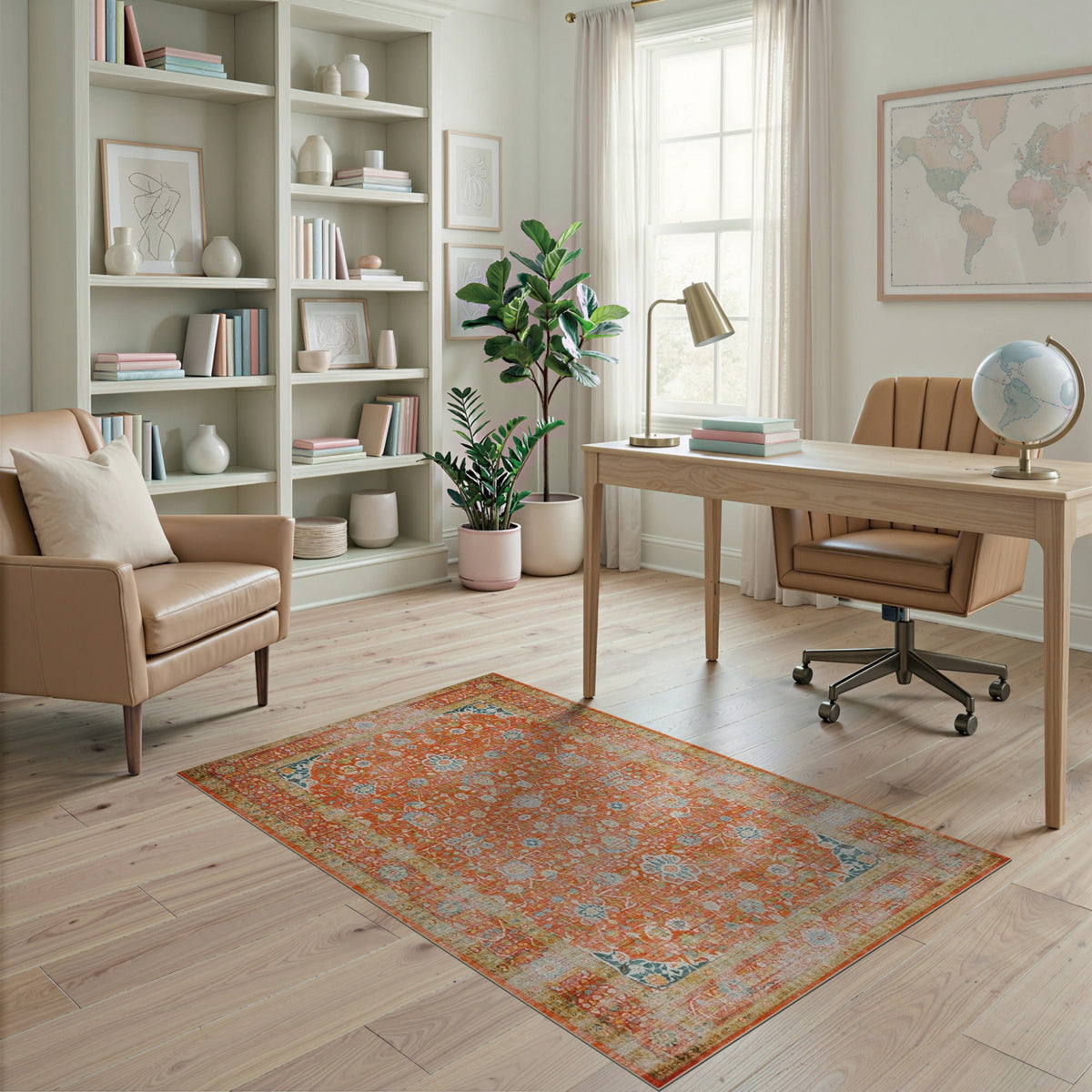 Orange Floral Vintage No. 38 Area Rug
