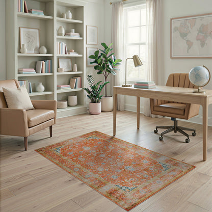 Orange Floral Vintage No. 38 Area Rug