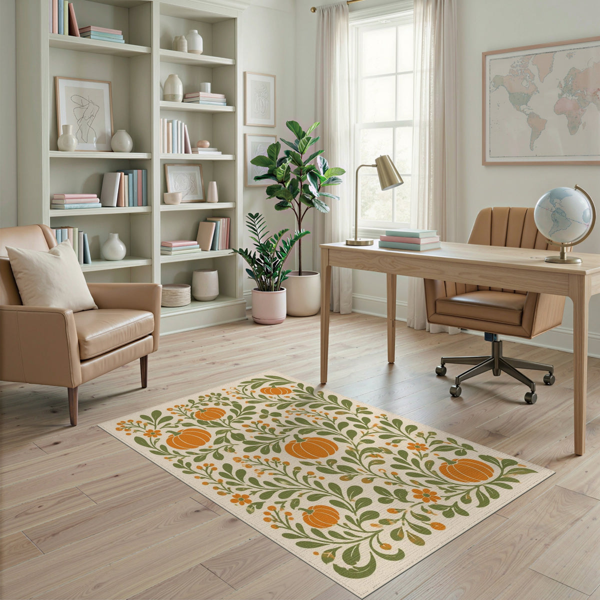 Pumpkin Orange Pumpkin Vine Area Rug