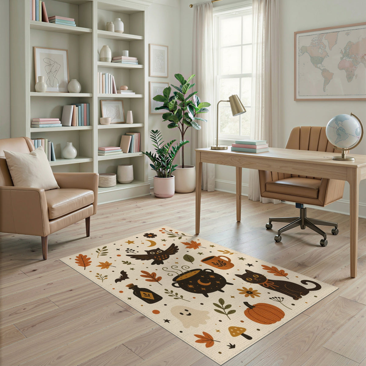Halloween Kids Cartoon Washable Kids Cartoon Area Rug