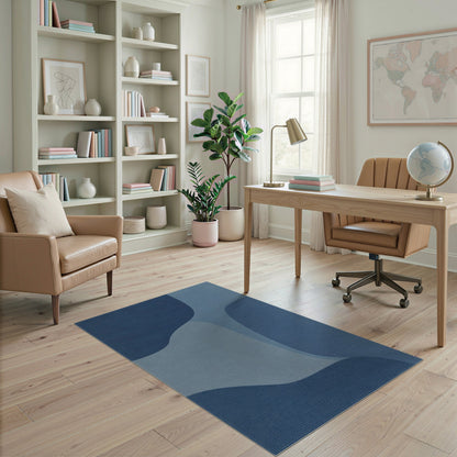 Flowing Blue Abstract Area Rug