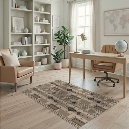 Geometric Modern Brown Geometric Tribal Area Rug