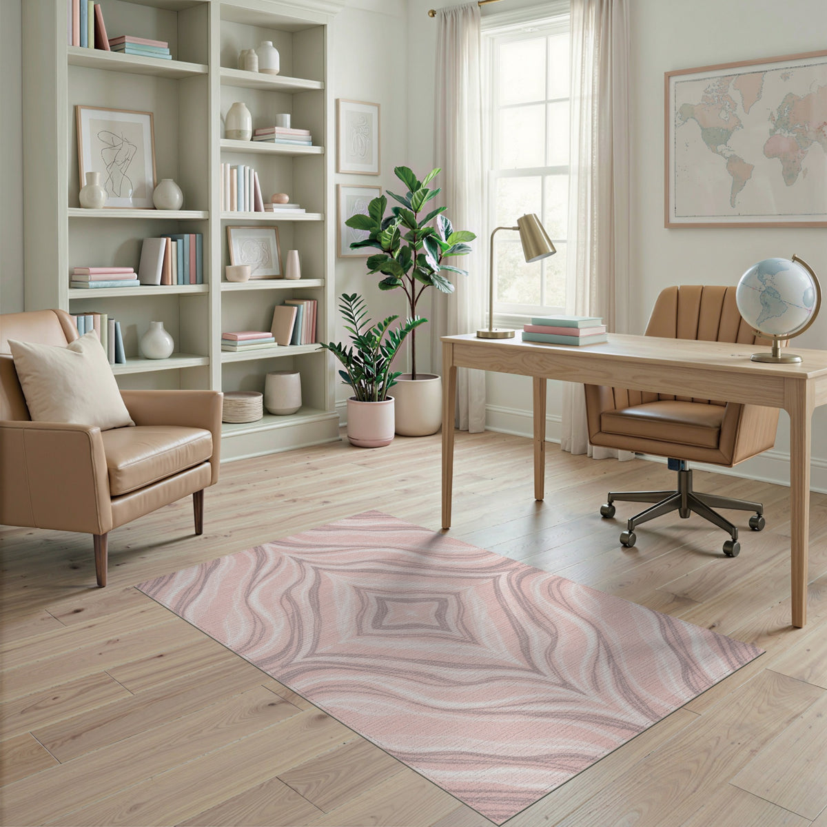 Blush Pink Geometric Pink Area Rug