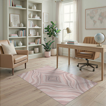Blush Pink Geometric Pink Area Rug