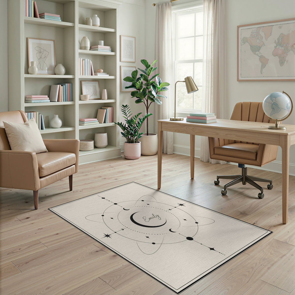 Emily Celestial Moon Geometric Area Rug