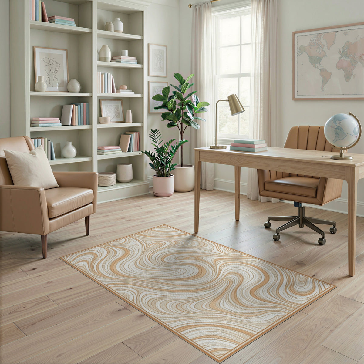 Beige Abstract Swirl No. 4 Area Rug