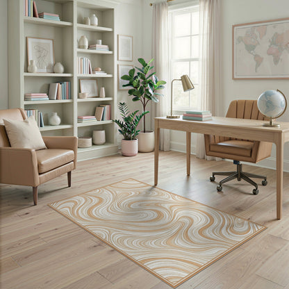 Beige Abstract Swirl No. 4 Area Rug