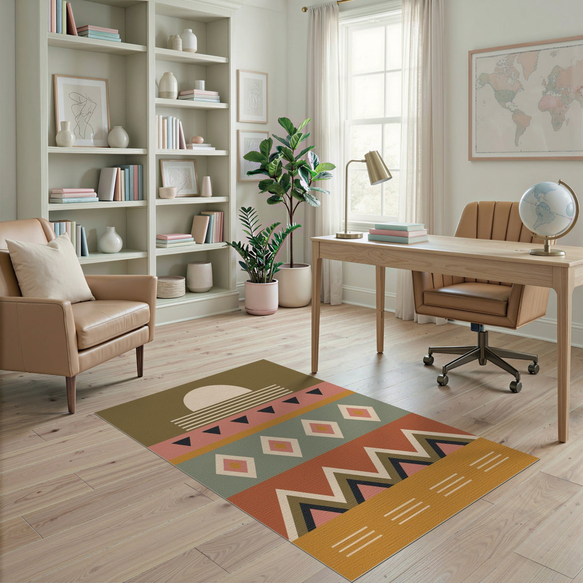 Southwestern Geometric Sun Area Rug