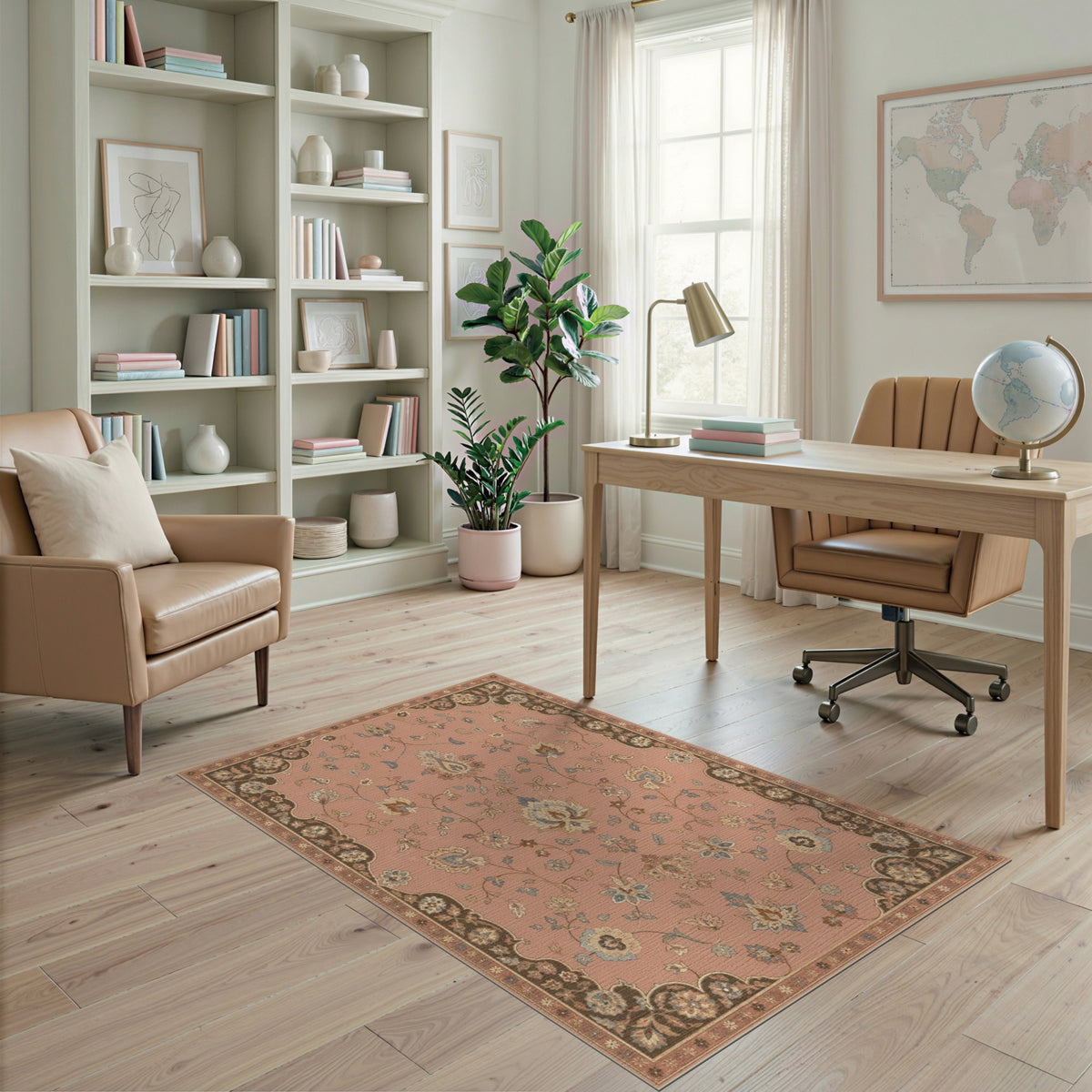 Pink Floral Vintage Area Rug