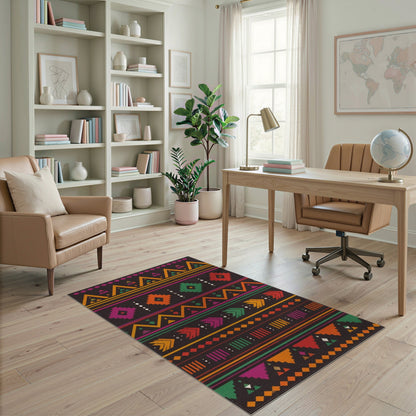 Vibrant Multi-Color Tribal Geometric Area Rug